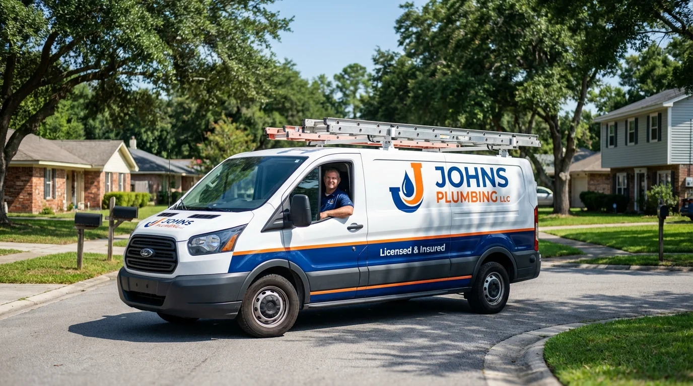 Johns Plumbing LLC service van in East Liverpool, OH
