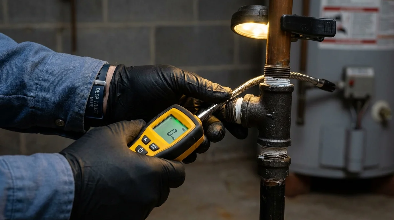 Gas leak detection with electronic sniffer by Johns Plumbing LLC in East Liverpool