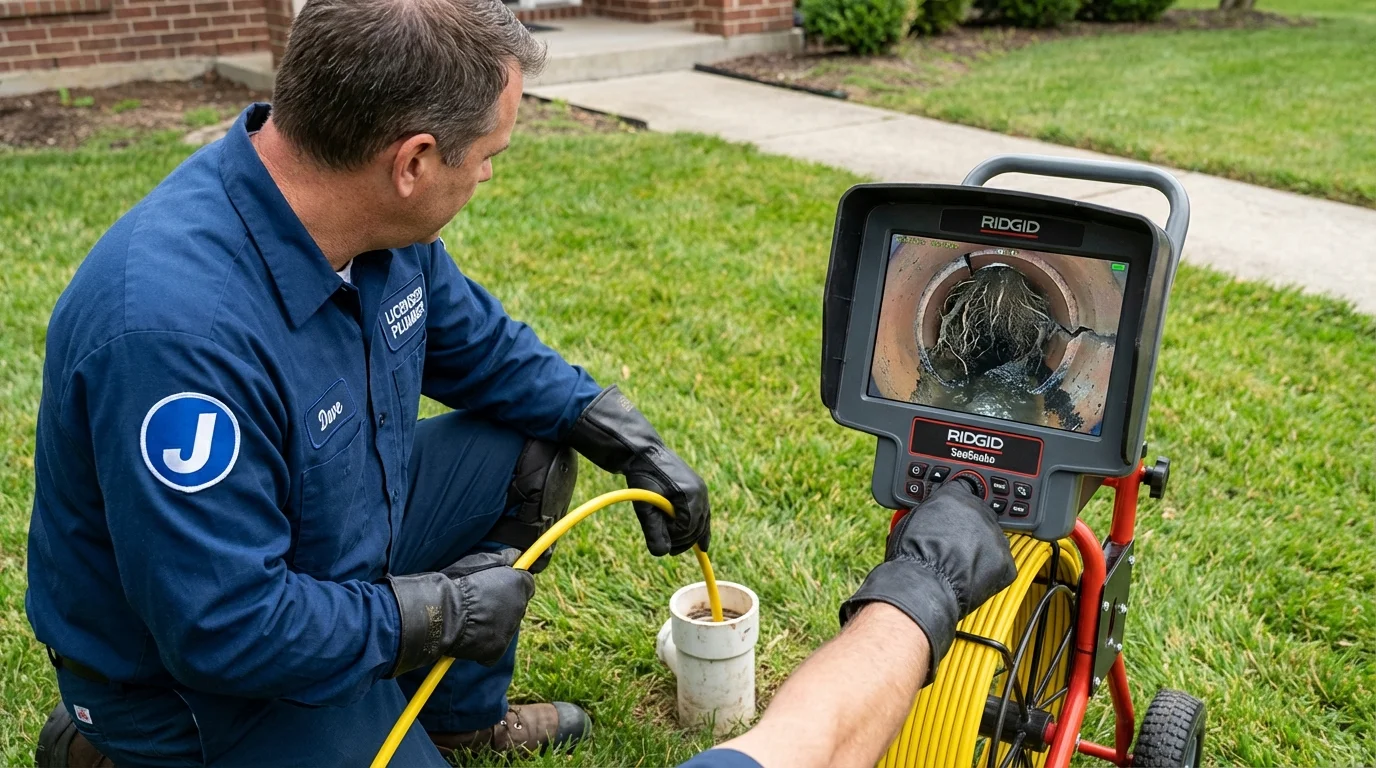 Sewer camera inspection being performed by Johns Plumbing LLC in East Liverpool